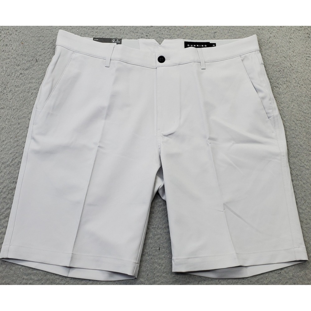 Dunning Golf Shorts Mens 35 Gray Player Fit Woven Performance Stretch Flat Front